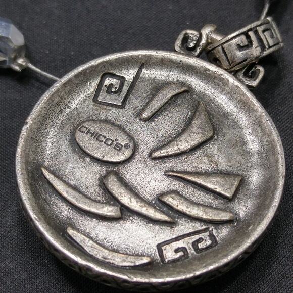 Chico's Glitter Pendant Necklace, Silver Crystal Beads Floating on Wire, 20 Inch - Picture 4 of 8